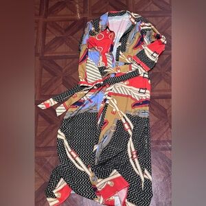 Stylish Long Sleeve Patterned Dress